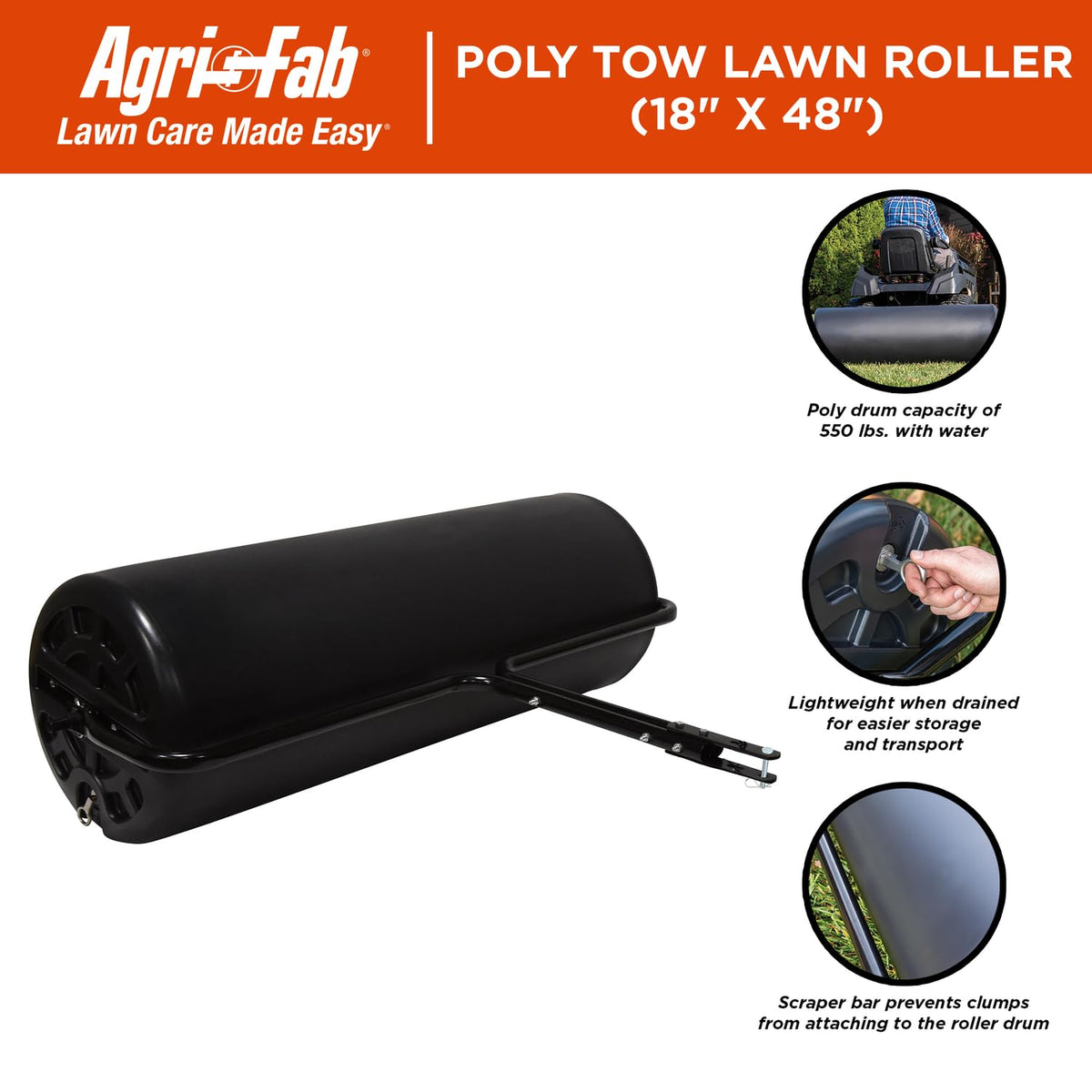Agri-Fab rustproof poly construction resists weather wear.