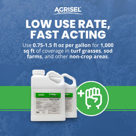Applying Agrisel weed killer for targeted broadleaf weed control.