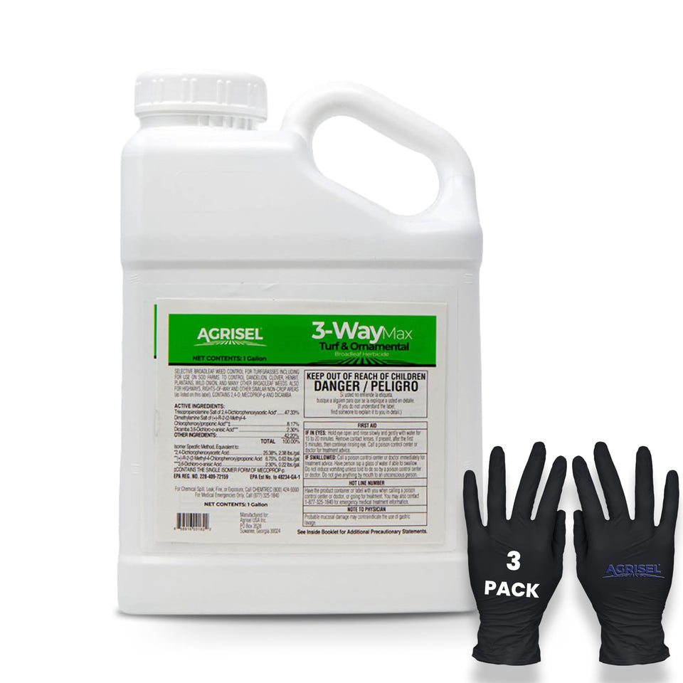Agrisel 3 Way Max weed killer bottle for easy lawn treatment.