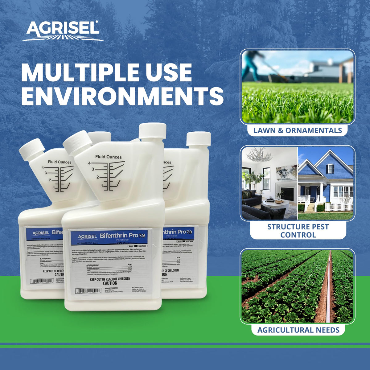 Lawn application of Agrisel Bifenthrin Pro 7.9 to reduce pests on turf.