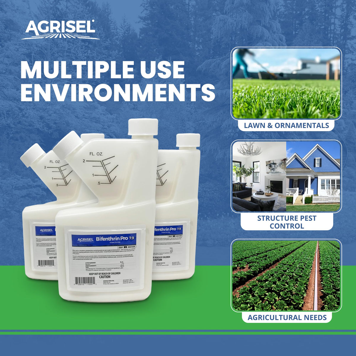 Agrisel Bifenthrin Pro 7.9 packaging shows clear label directions for safe use.