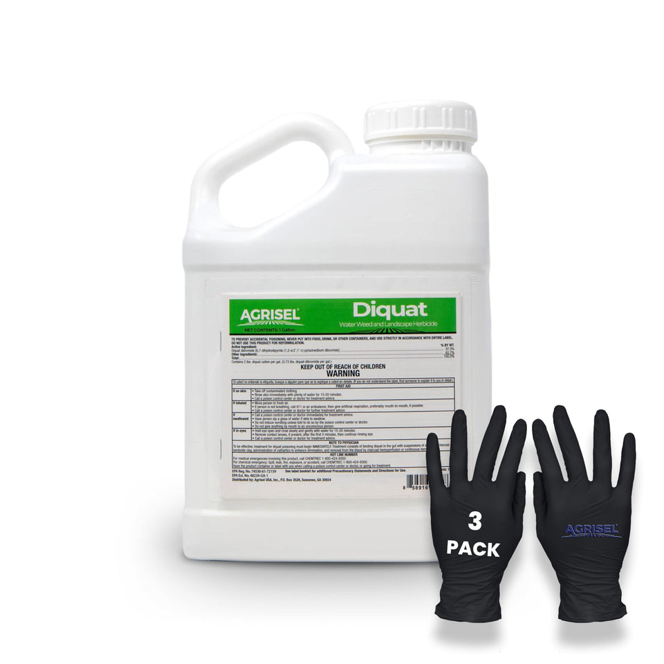 Agrisel Diquat weed killer bottle 128-ounce enables fast control of aquatic and landscape weeds.