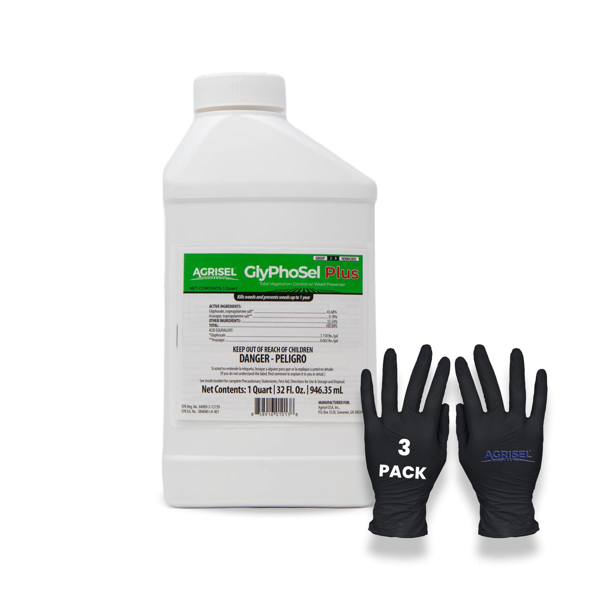 Agrisel GlyPhoSel Plus bottle ready for post-emergent weed control in non-crop areas
