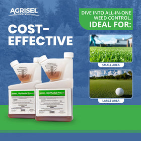 GlyPhoSel Pro label close-up shows low-odor water-based formula.