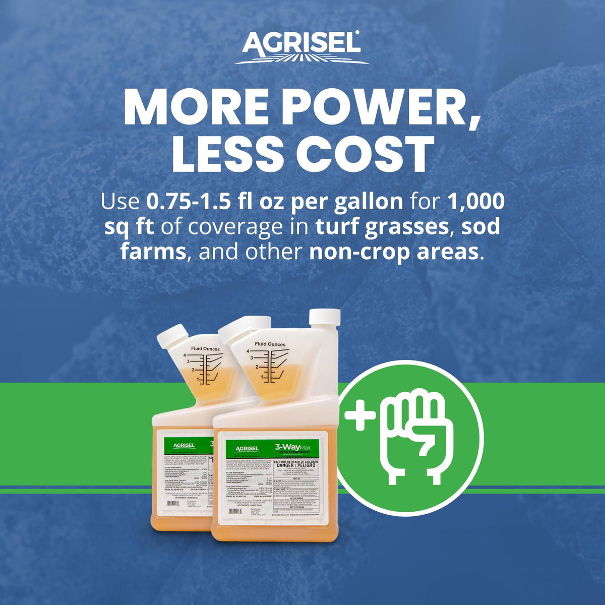 Agrisel weed killer in use on a lush lawn with targeted broadleaf weed elimination