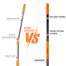 AgroPro fiberglass handle 58-inch for durable, comfortable grip during use.