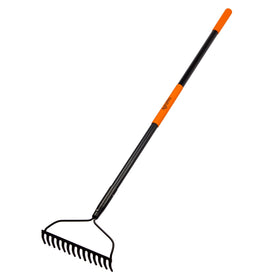 AgroPro garden rake with 14 tines for efficient lawn debris removal.