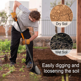 AgroPro shovel measuring 58 inches to reduce back strain during long tasks