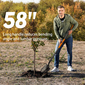 AgroPro shovel head and handle joined by riveted assembly for durability