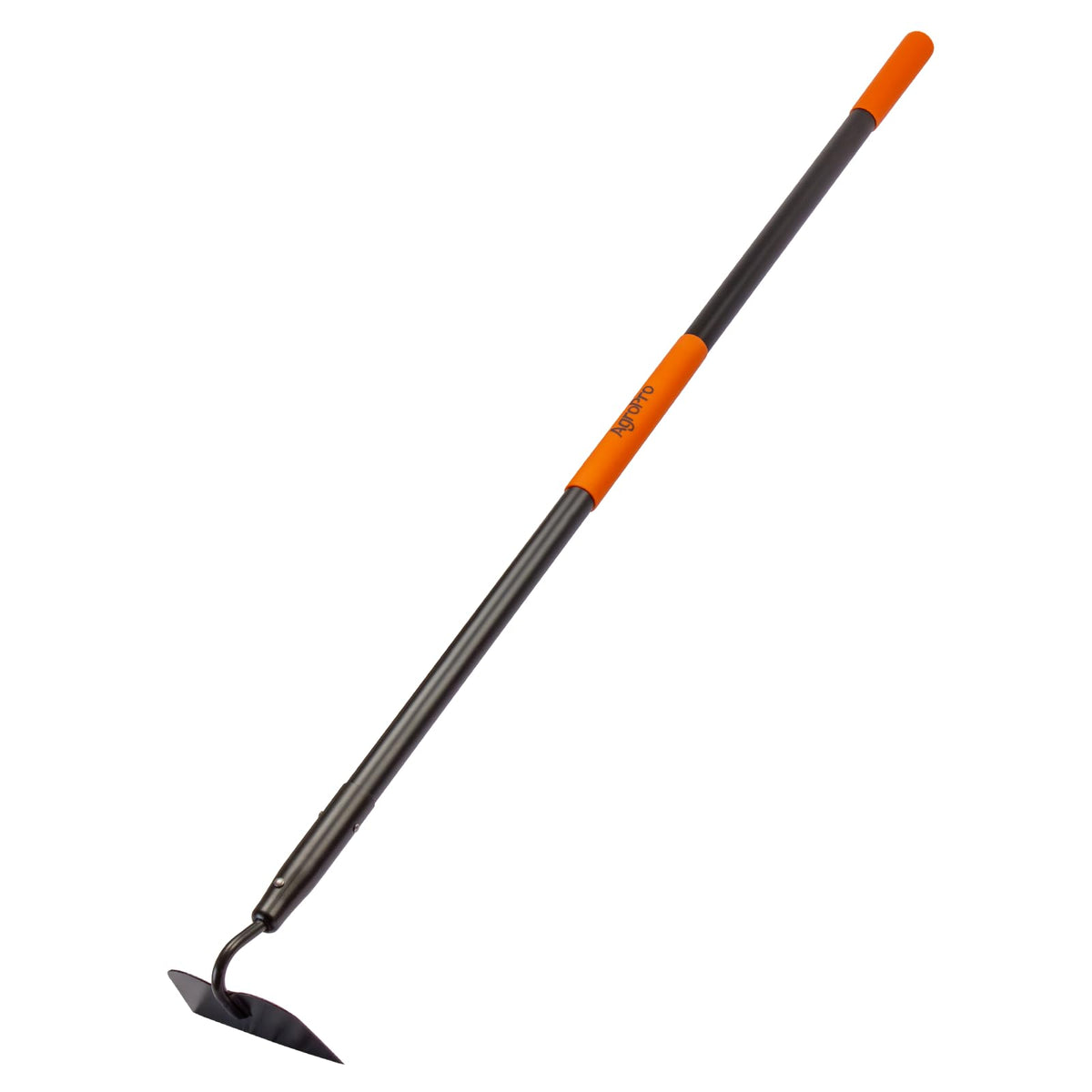 AgroPro hoe blade closeup showing sharp edge for quick weed removal.