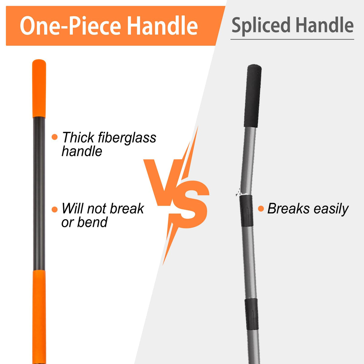 AgroPro hoe fiberglass handle with non-slip grip for comfortable use.