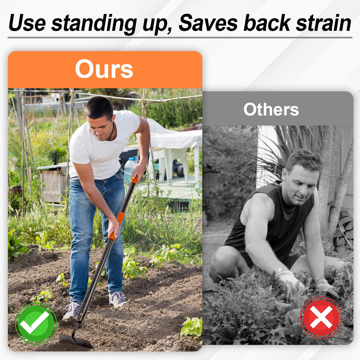AgroPro hoe wide blade design covers more ground for efficient weeding.