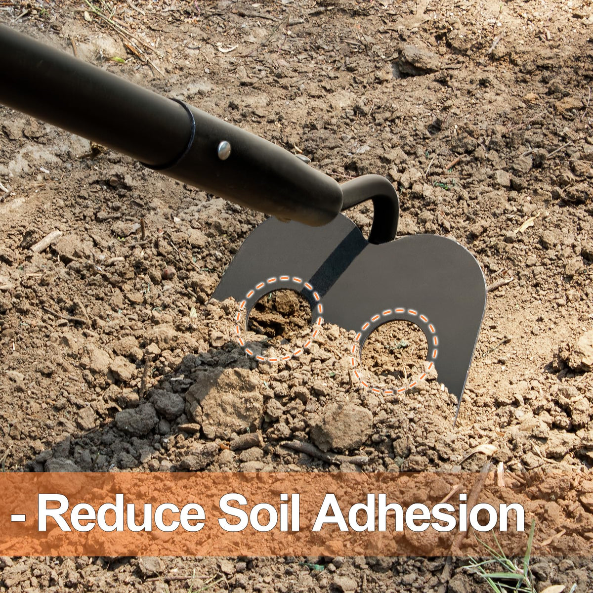 AgroPro perforated hoe head design minimizes soil sticking for efficient tilling