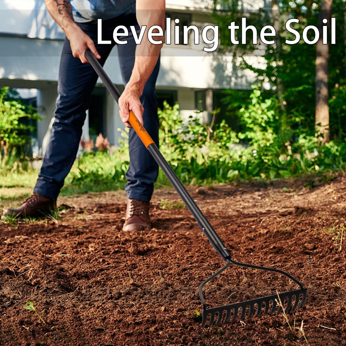 AgroPro rake features two non-slip grips for secure handling.