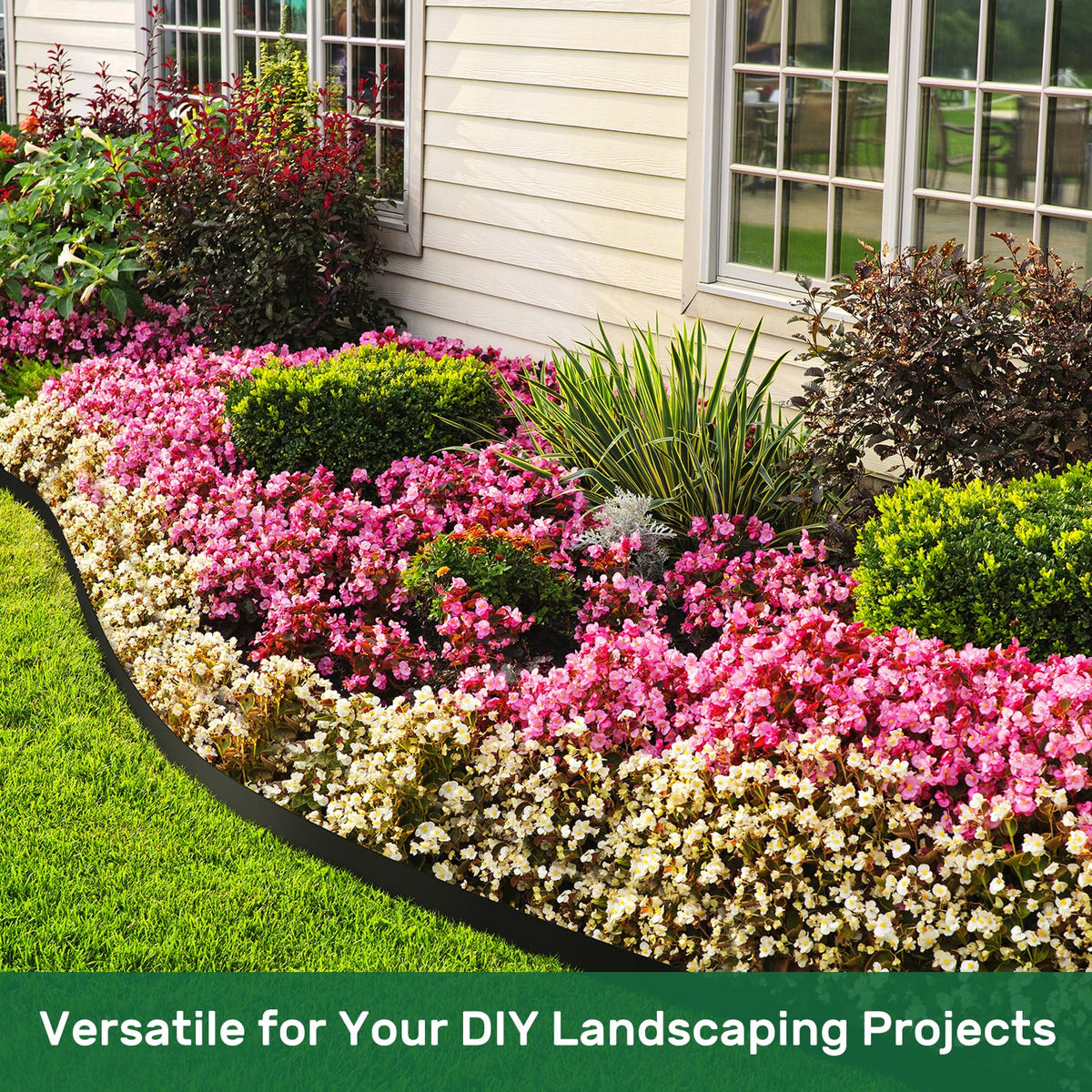 AGTEK edging border along flower beds creates clean, defined edges.