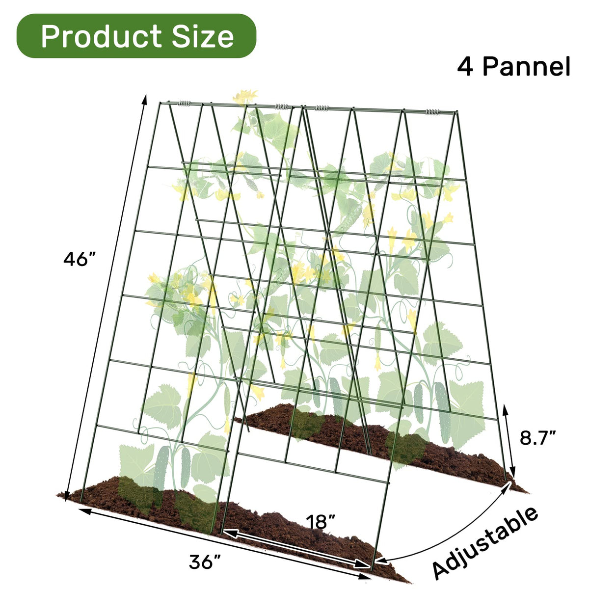 AGTEK two-pack cucumber trellis side view shows dual growing surfaces.