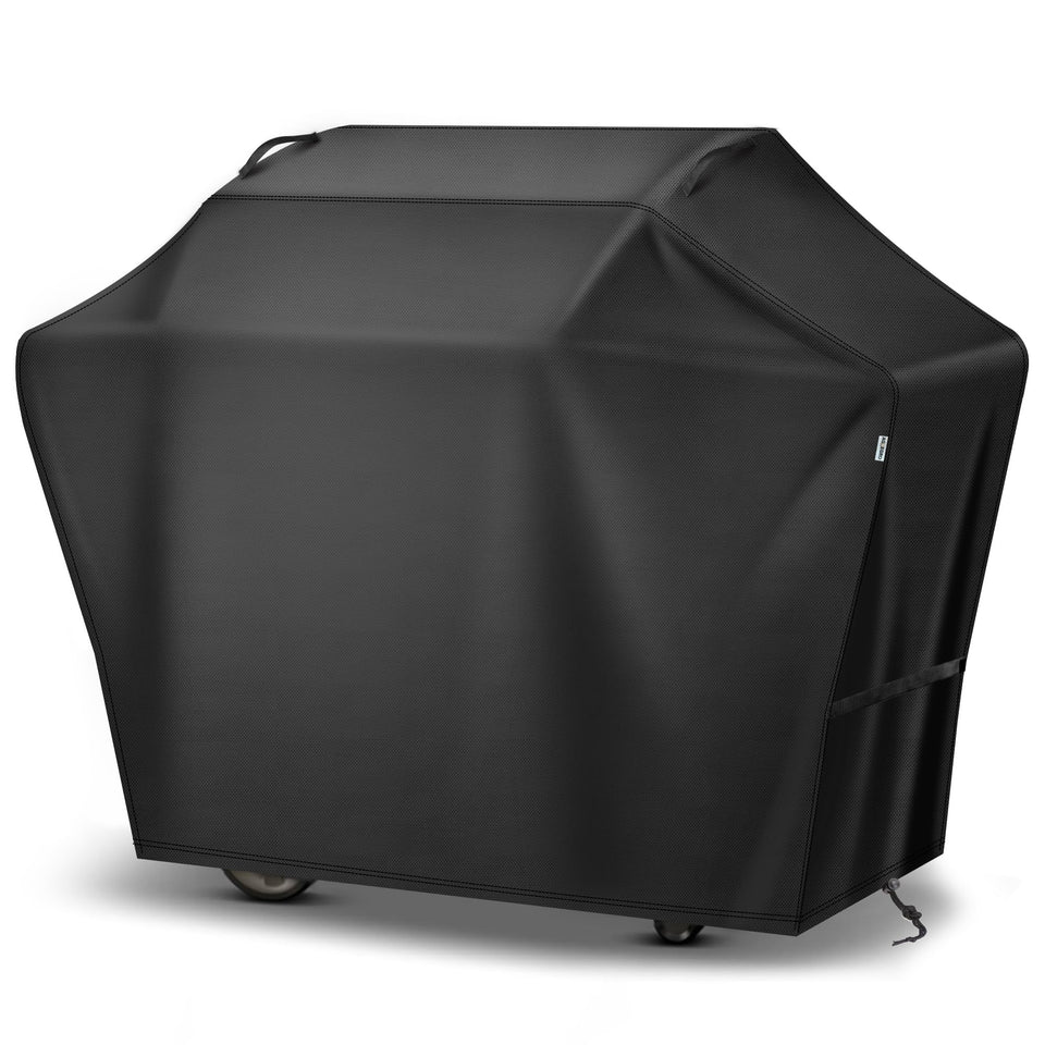 Aguegro 55-inch grill cover protects grill from sun and rain.