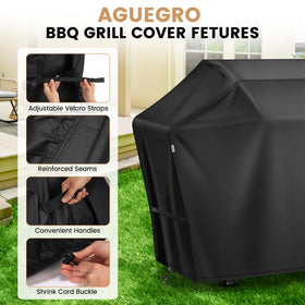 Aguegro grill cover features convenient handles for easy on/off and hanging.