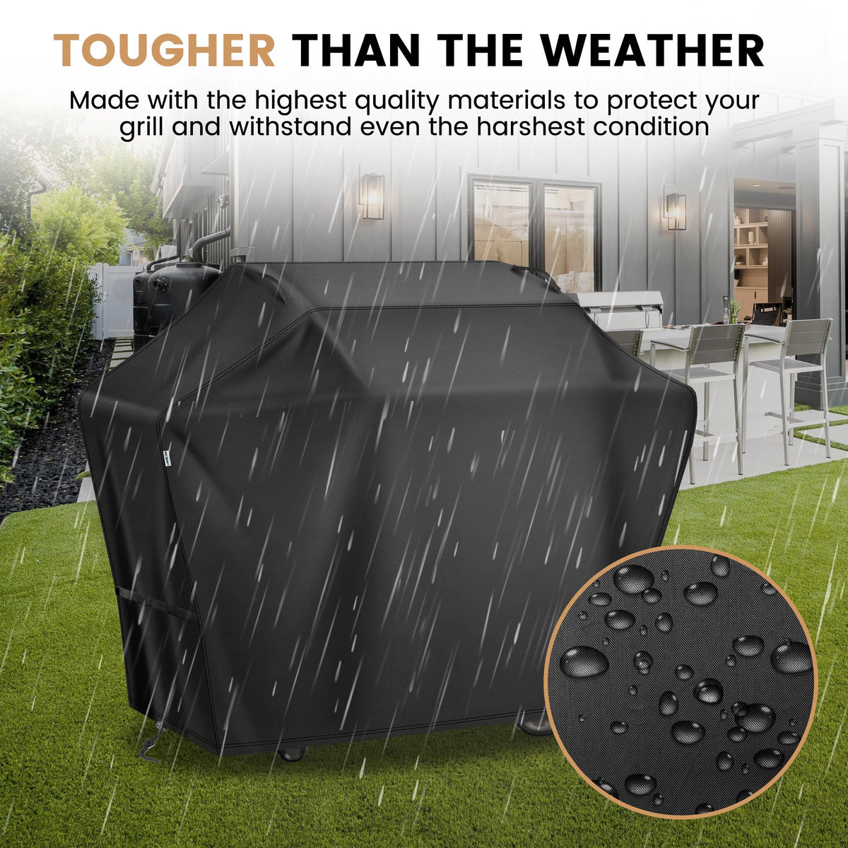 Aguegro weather protection keeps your grill ready for outdoor use.