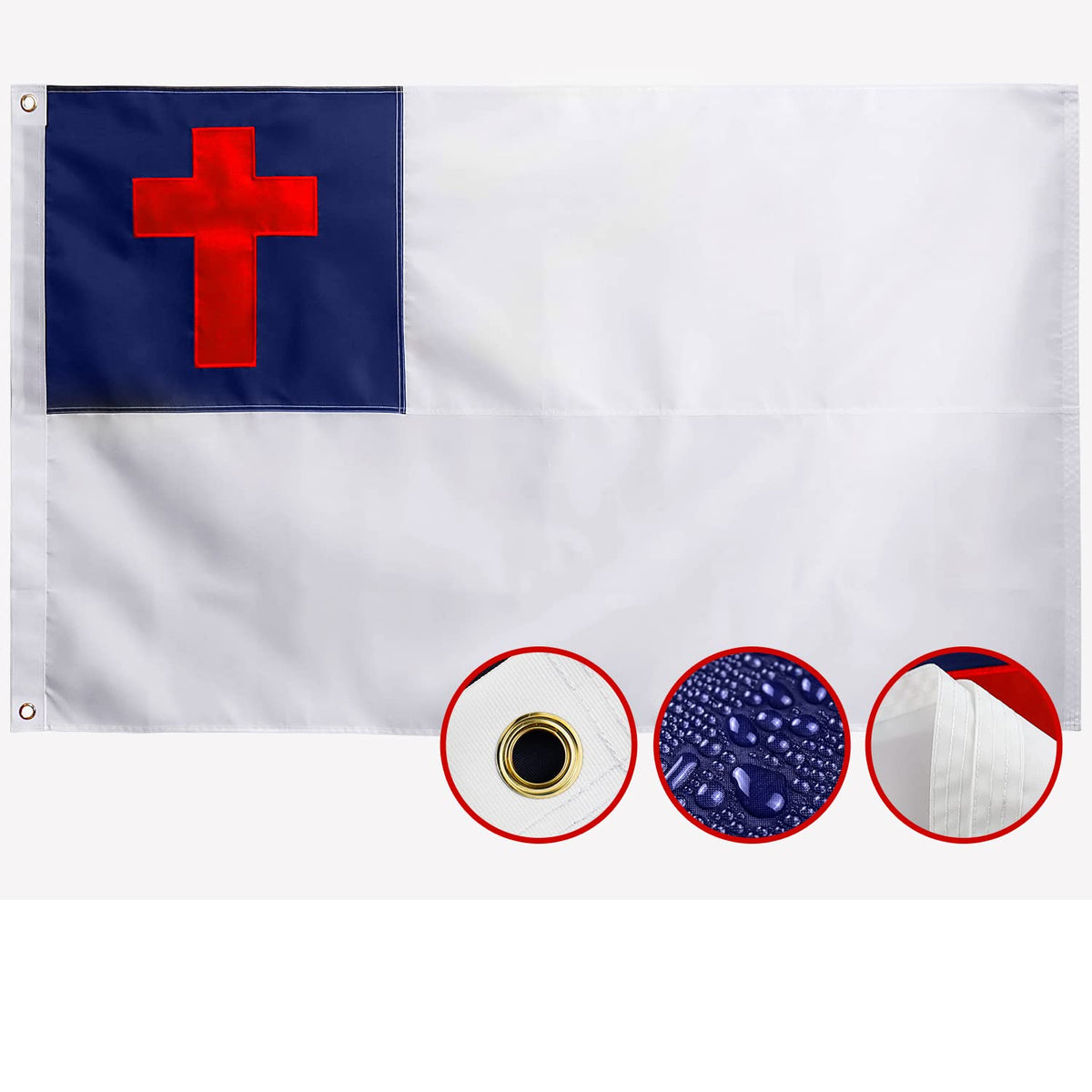 AGUIFLGS Christian flag 3x5 outdoor embroidered flag fluttering in breeze.