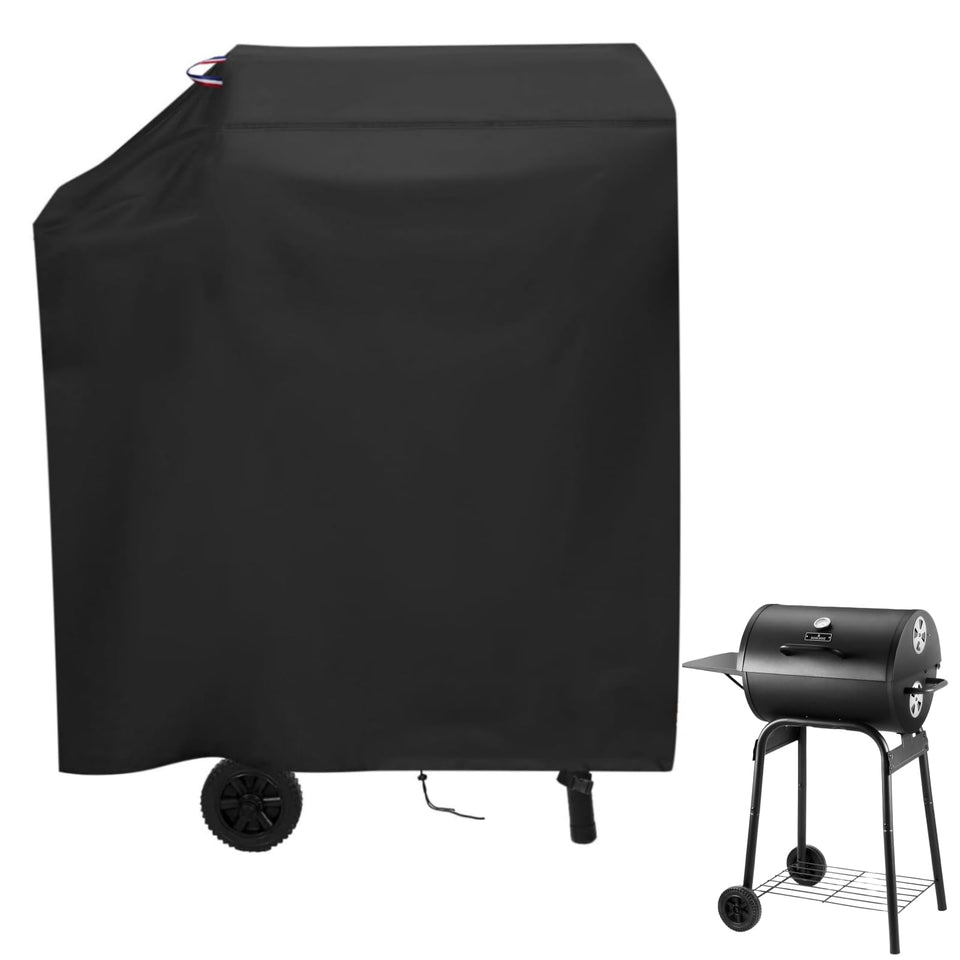 Agustone grill cover for DNKMOR barrel with side table showing snug fit