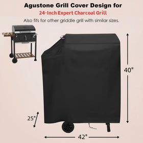 Agustone 24-inch grill cover fits a griddle setup securely, offering weatherproof protection.