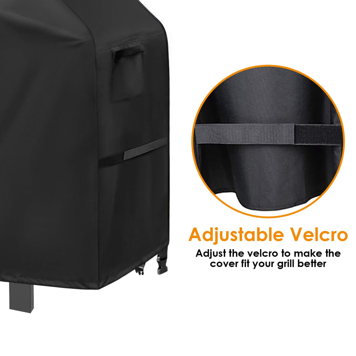 Agustone grill cover wind-resistant design with drawstrings and buckles stays in place.