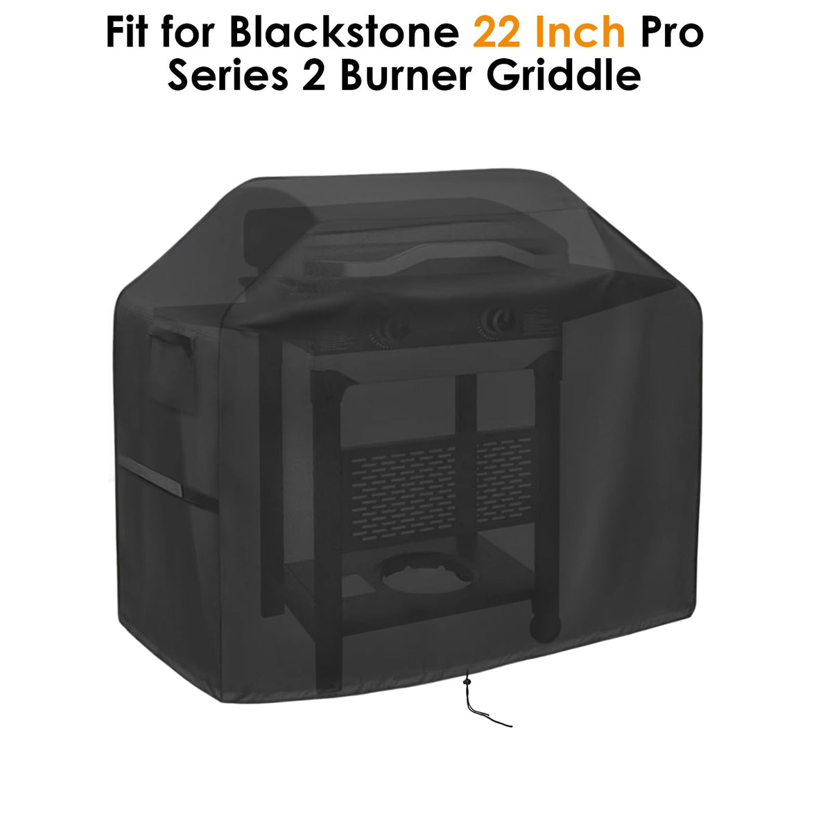 Agustone Pro Series 22in grill cover side view fits double shelves securely.