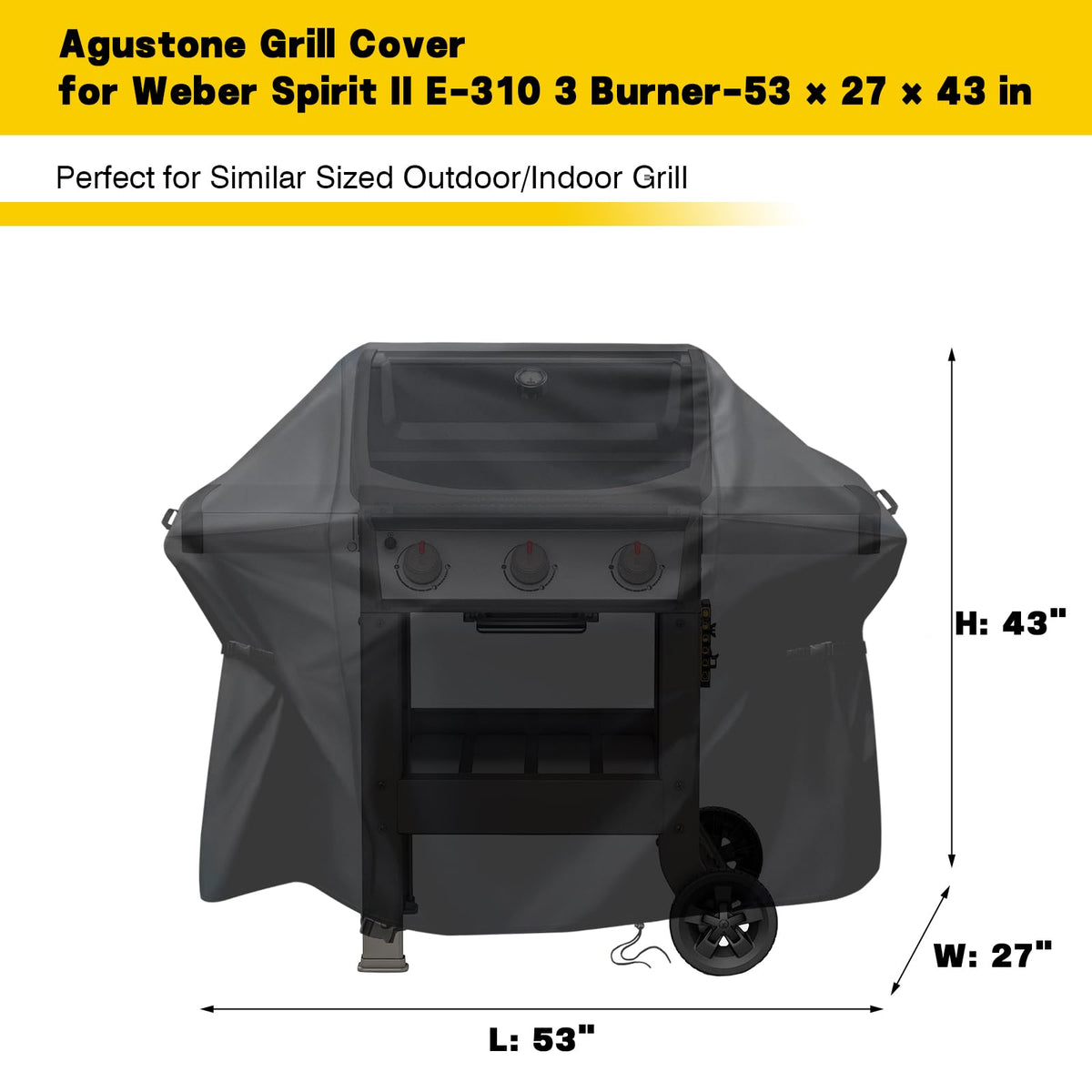 Agustone Weber Spirit E-425 front view cover shields against rain