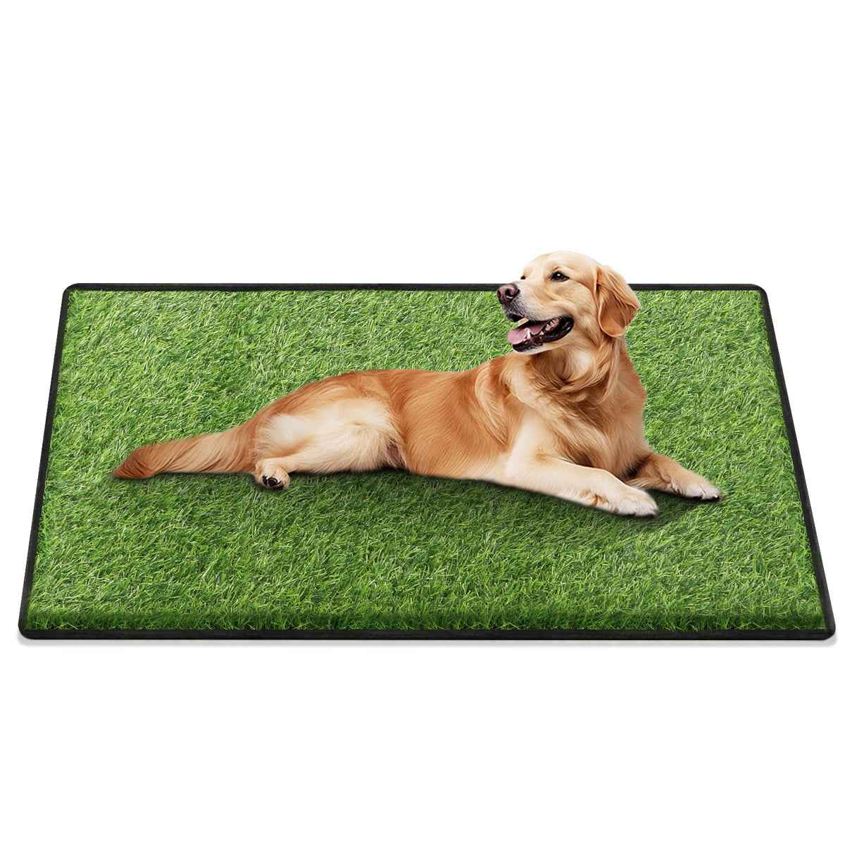 The aHeemo artificial grass dogs potty pad offers clean indoor relief for puppies.