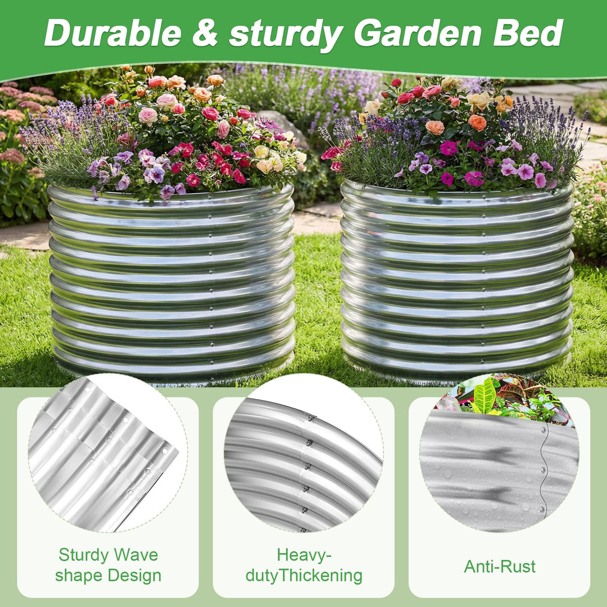 AHEONLAR two-pack garden bed setup in a yard.