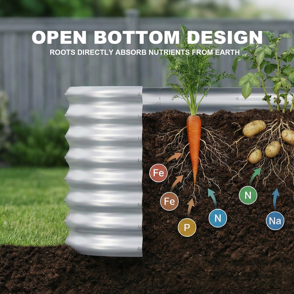 AHEONLAR outdoor garden bed shown in yard demonstrates versatile placement.