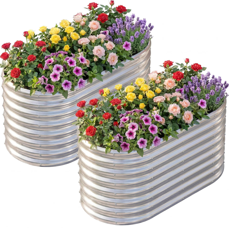 AHEONLAR oval raised garden bed, easy assembly for a neat outdoor garden.