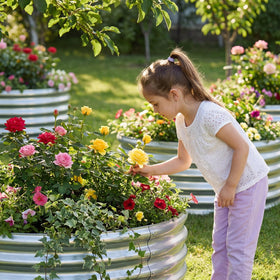 Round planter box boosts yard aesthetics and organized planting