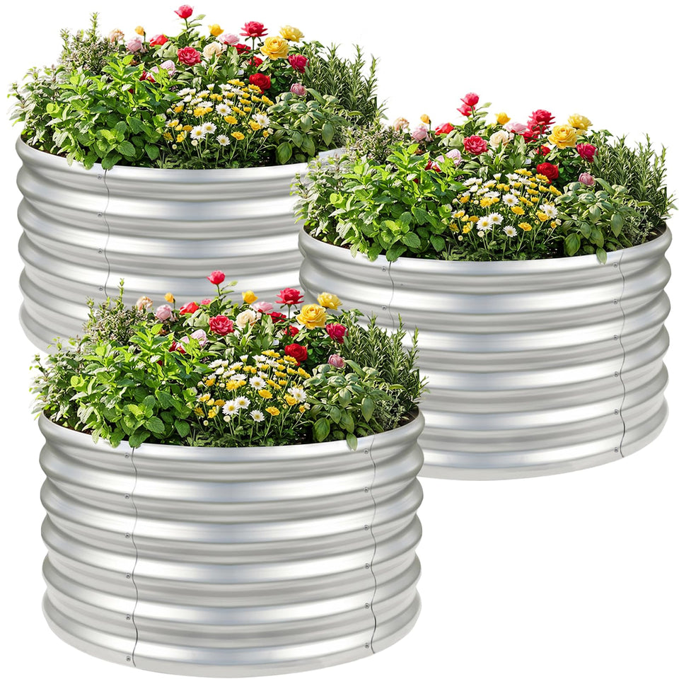 AHEONLAR round galvanized raised bed 2x2x2ft ideal for vegetables and flowers