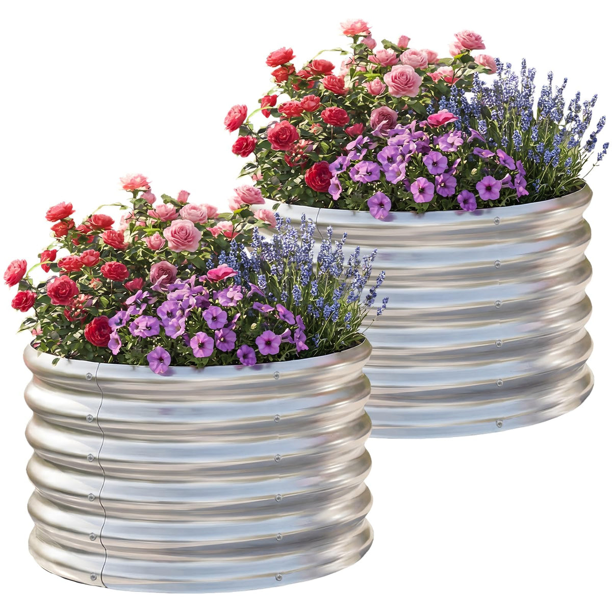 AHEONLAR round galvanized raised bed assembly enables quick setup for vegetables.