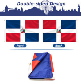AhfuLife Dominican flag 3x5ft compatible with standard flagpoles for easy setup