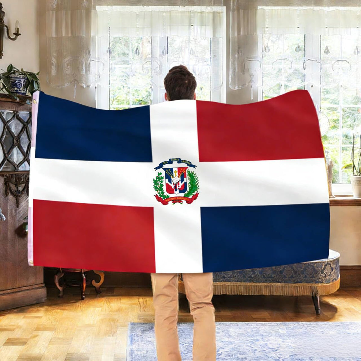 AhfuLife Dominican flag 3x5ft wall or dorm hanging adds patriotic flair