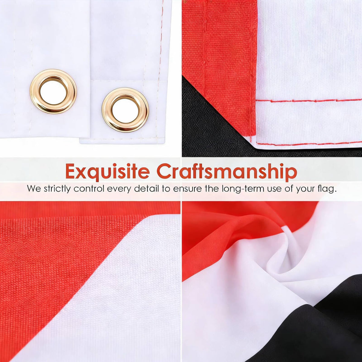 AhfuLife Egypt flag fade-resistant polyester keeps colors bold.
