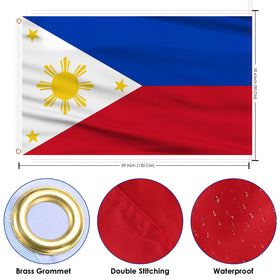 AhfuLife double-sided Philippines flag for prominent visibility from both sides during events