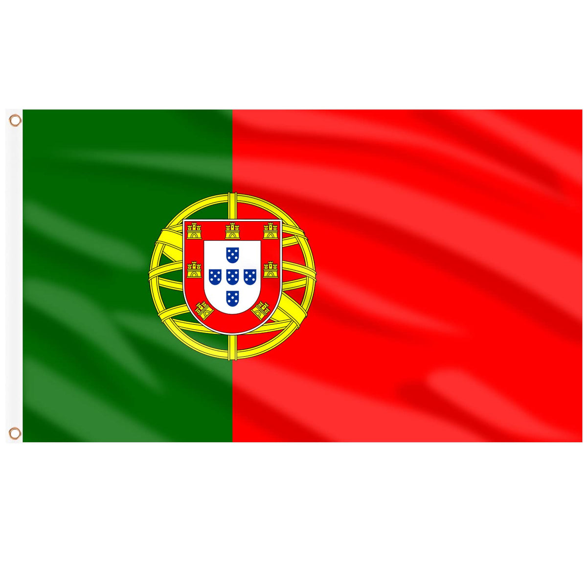 AhfuLife Portugal flag 3x5ft outdoors with brass eyelets for sturdy mounting.