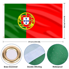 AhfuLife Portugal flag 3x5ft wall or balcony display with vivid color.