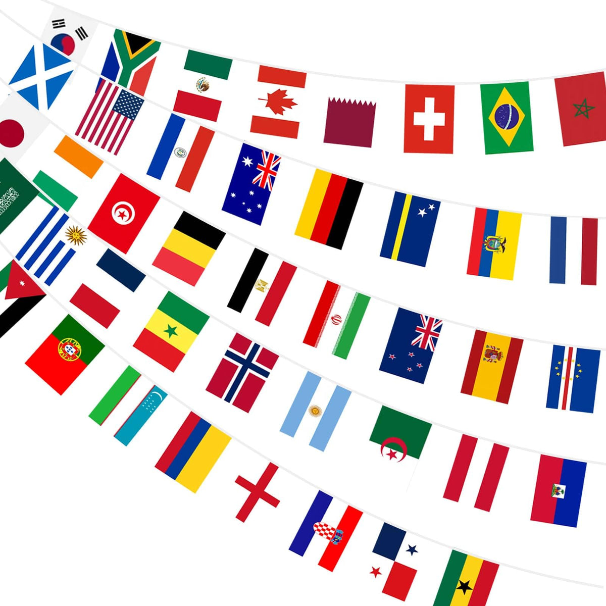 AhfuLife 48-country world flag banner for outdoor party decor.