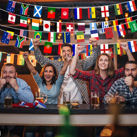 Party decor use during sports viewing with AhfuLife banner