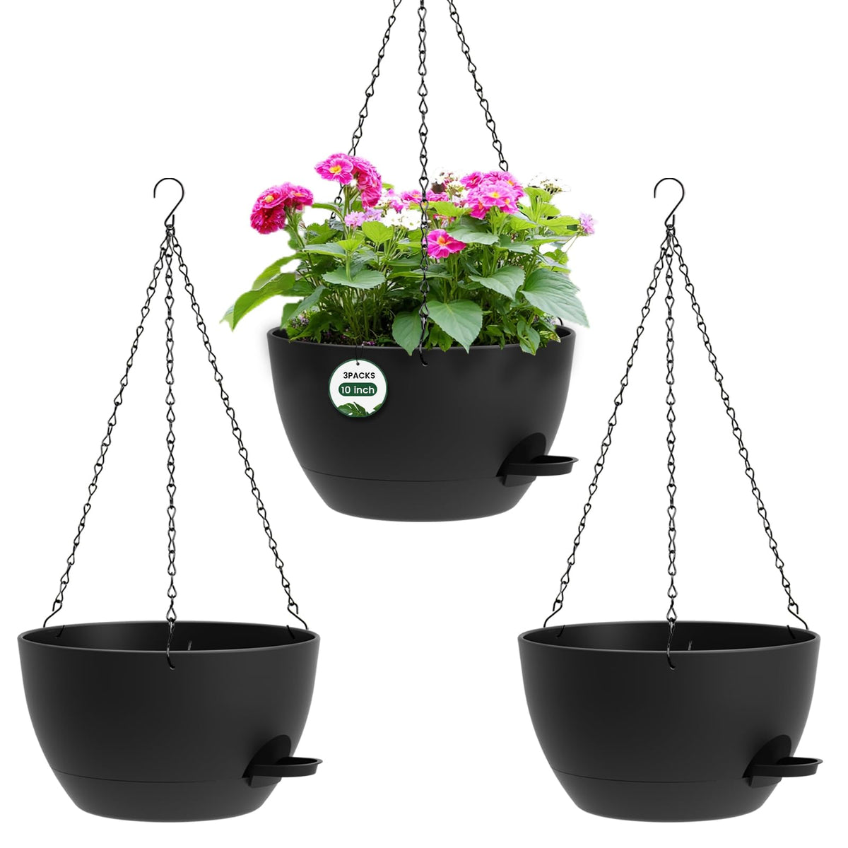 AHJZO 12-inch hanging planter with self-watering reservoir improves moisture management
