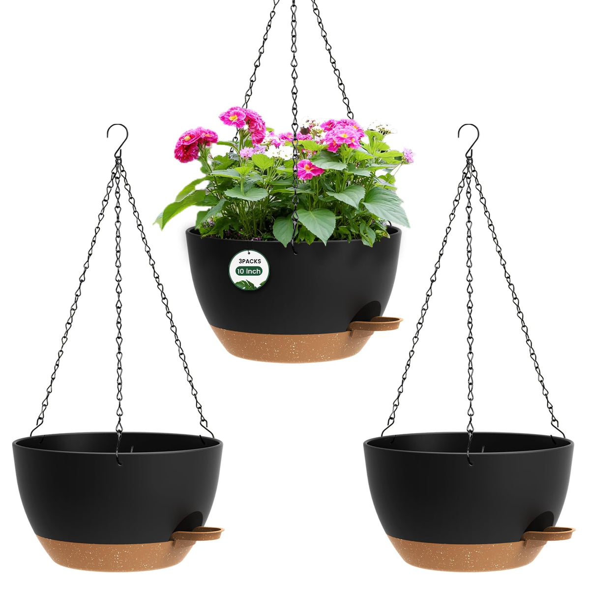 AHJZO 3-pack 10-inch hanging planters ready for indoor or outdoor use