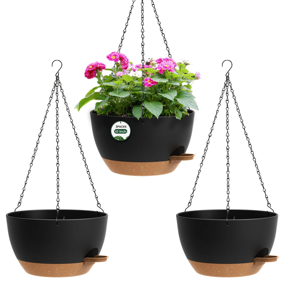 AHJZO 3-pack 10-inch hanging planters ready for indoor or outdoor use