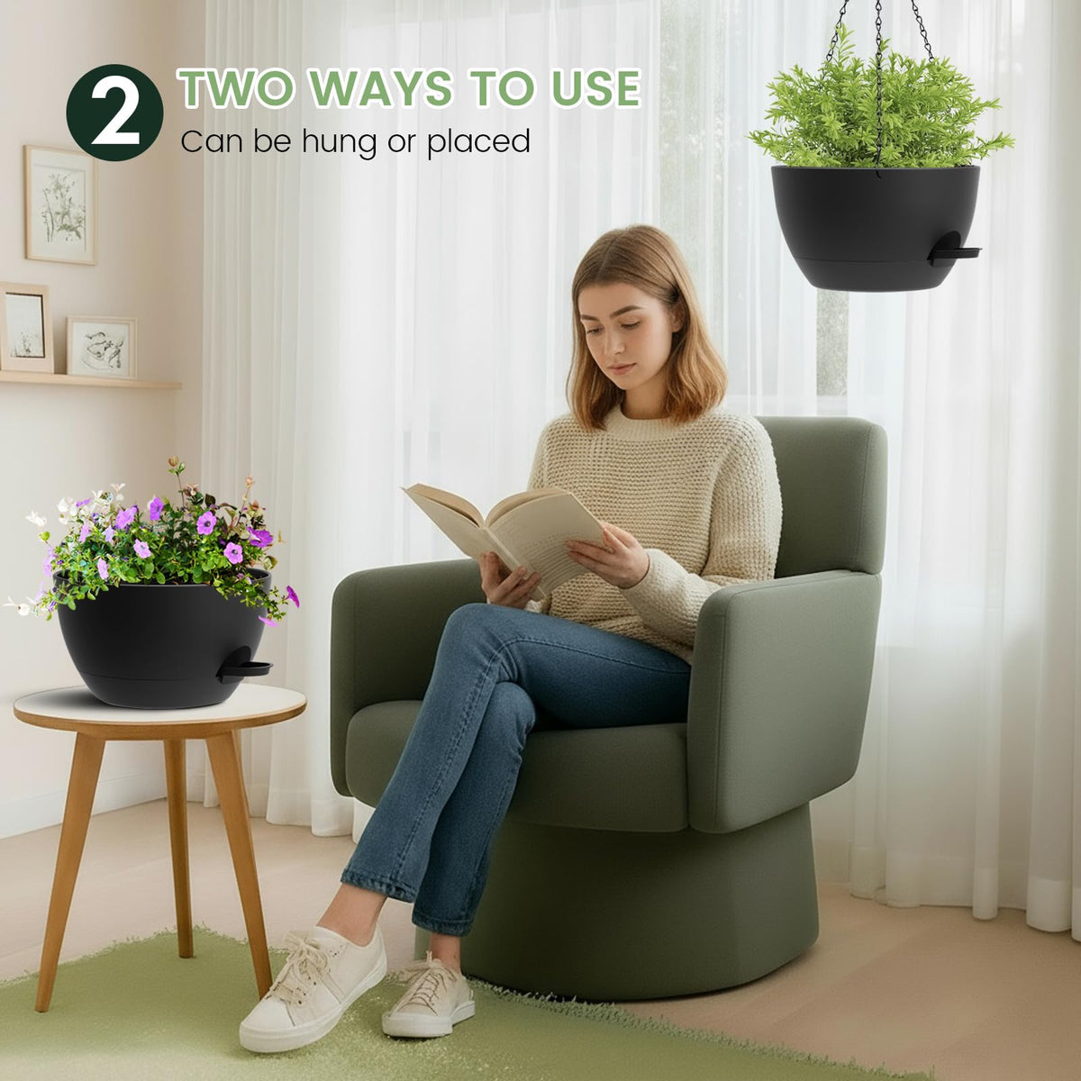 AHJZO planter with drainage holes promotes airflow and prevents waterlogging