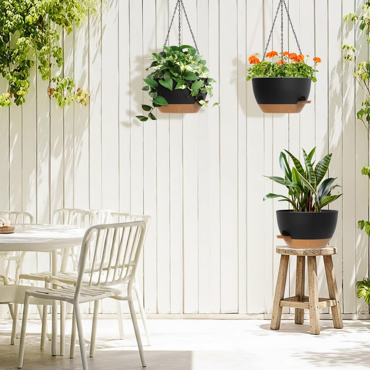 AHJZO indoor-outdoor hanging garden setup in a balcony or room