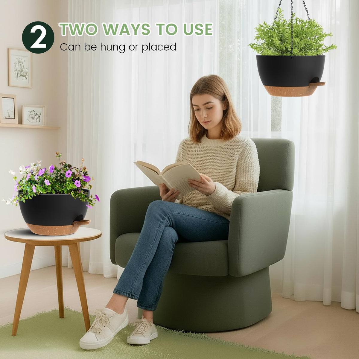 AHJZO weather-resistant plastic planter for year-round display